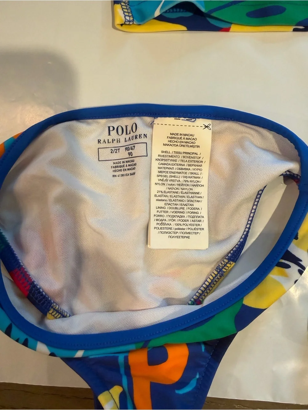 Ralph Lauren Multicolor Tropical Kids Swim Set with Long Sleeve Rash Guard